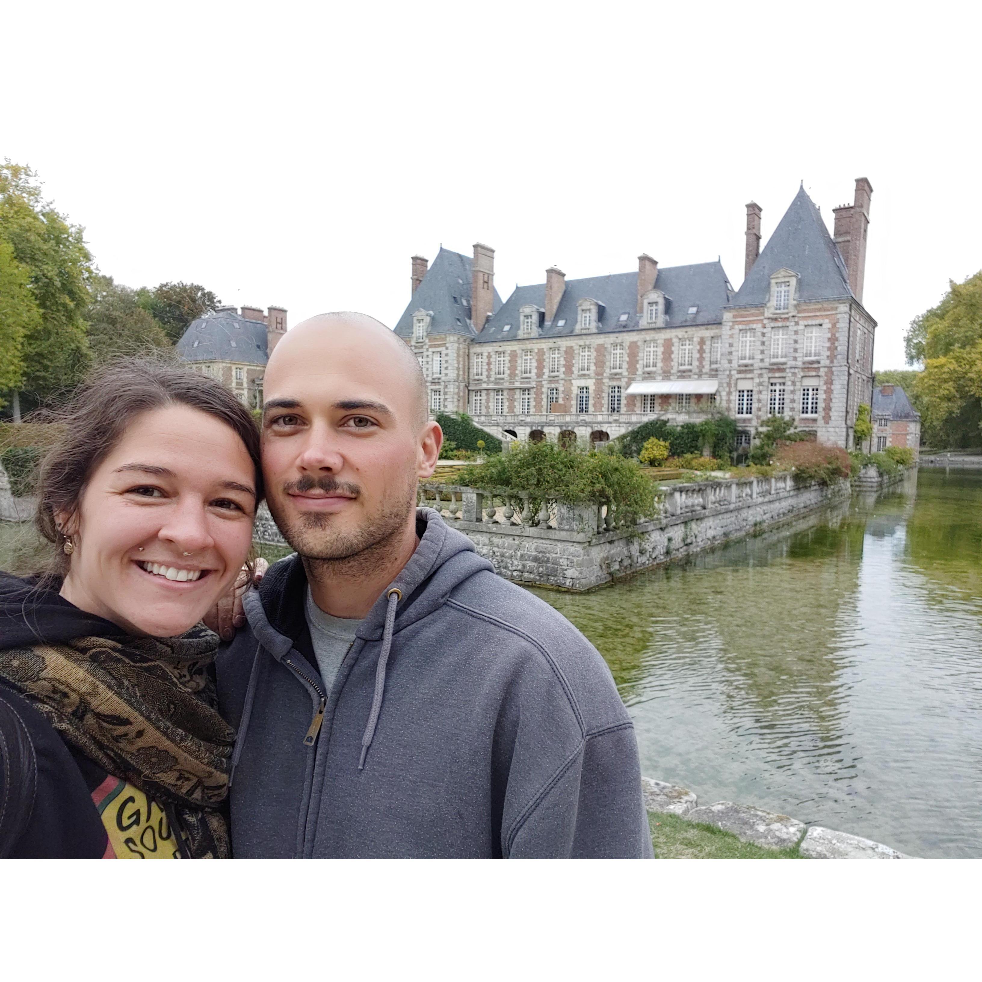 Visiting Cheatue de Courances in France. Hemp was processed here. Hemp would be soaked in the mote surrounding the Cheatue before being processed into fiber in what is now a Tea House.