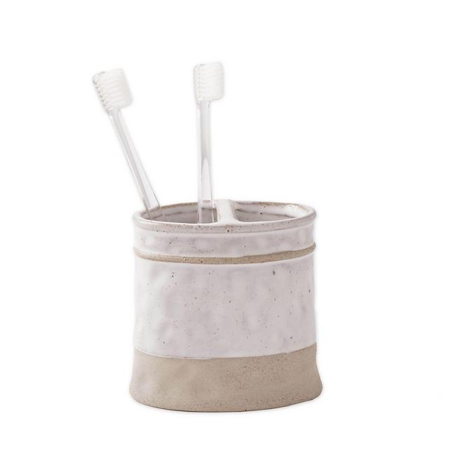 Textured Paisley Toothbrush Holder in White