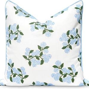 Blue Hydrangea Outdoor Scalloped Throw Pillow Cover 20"x20"