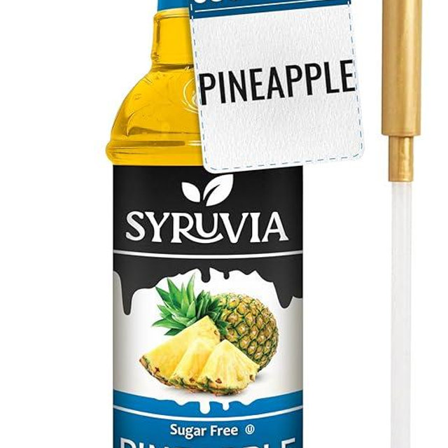 Syruvia Sugar-Free Pineapple Syrup, Flavored Syrup for Drinks, Cocktails, Lemonades, Iced Teas, and Desserts – 25.4 fl oz, With Pump