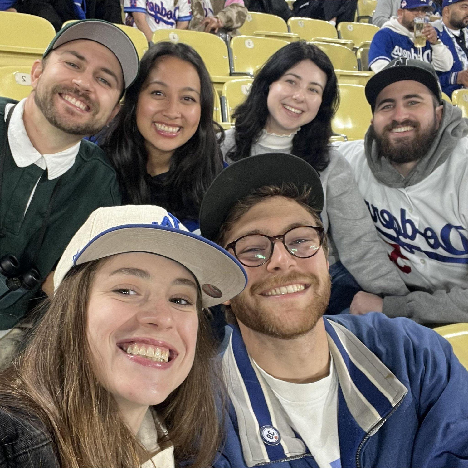 We love a Dodger game! With Andrew, Emily, Emily, and Calvin.