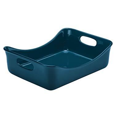Rachael Ray Ceramics Rectangular Baker, 9-Inch by 12-Inch, Marine Blue