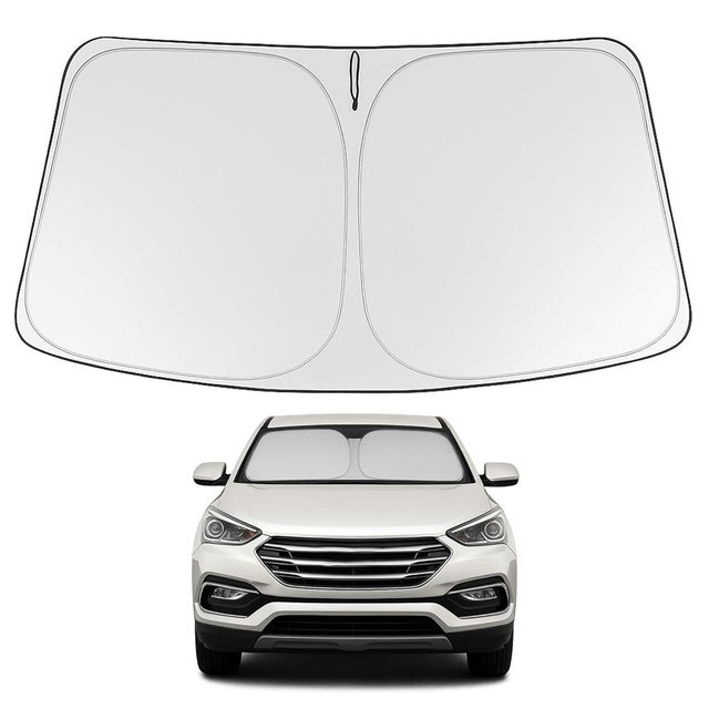 Proadsy 2025 Upgrade Windshield Sun Shade Custom Fit 2013-2018 Hyundai Santa Fe Foldable Front Sunshade Protector Sun Visor Blocks UV Rays Keep Car Cooler