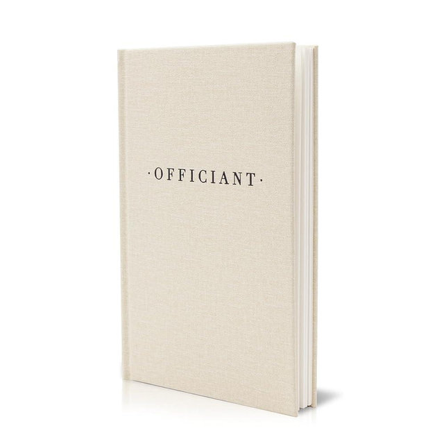 Wedding Officiant Book - Modern Cream Canvas Linen Printed Hardcover Notebook Journal Gift for Pastor Ministers Sermon Wedding Ceremony, 32 Pages, 140gsm Thick Lined Paper, 5.25 x 8.25" (Design 7)