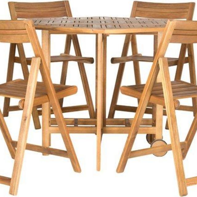 Geyer 5 Piece Dining Set: Teak Look