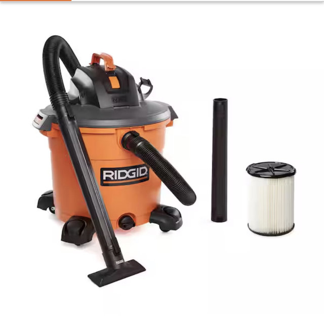 RIDGID 16 Gal. 5.0 Peak HP NXT Shop Vacuum Wet Dry Vac with General Debris Filter, Locking Hose and Attachments HD1640 HD1640