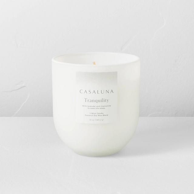 12oz Tranquility Core Frosted Glass Candle White - Casaluna™