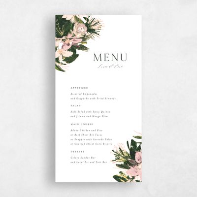 White Greenery Wedding Menu - Bloomsbury Foil