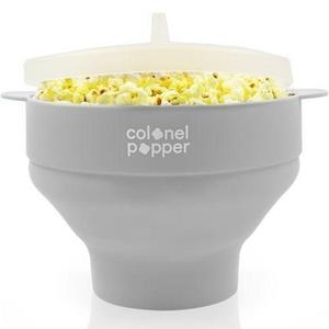 Microwave Popcorn Popper Maker Hot Airpop Corn Bowl (Gray)
