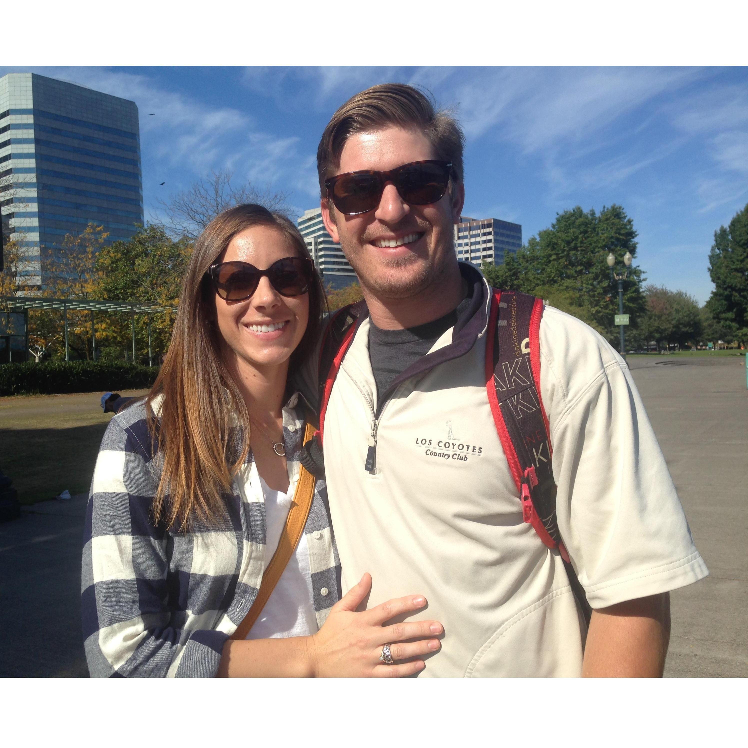 Our first picture together! In Portland, OR after Mikaila ran her 3rd full marathon.