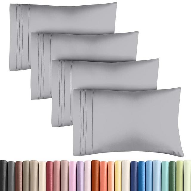 CGK Unlimited Queen Size Microfiber Pillowcase Set of 4 - Soft, Premium Quality, Machine Washable, 20x40, 20x36 & 20x48 Pillows for Sleeping - Steel Blue