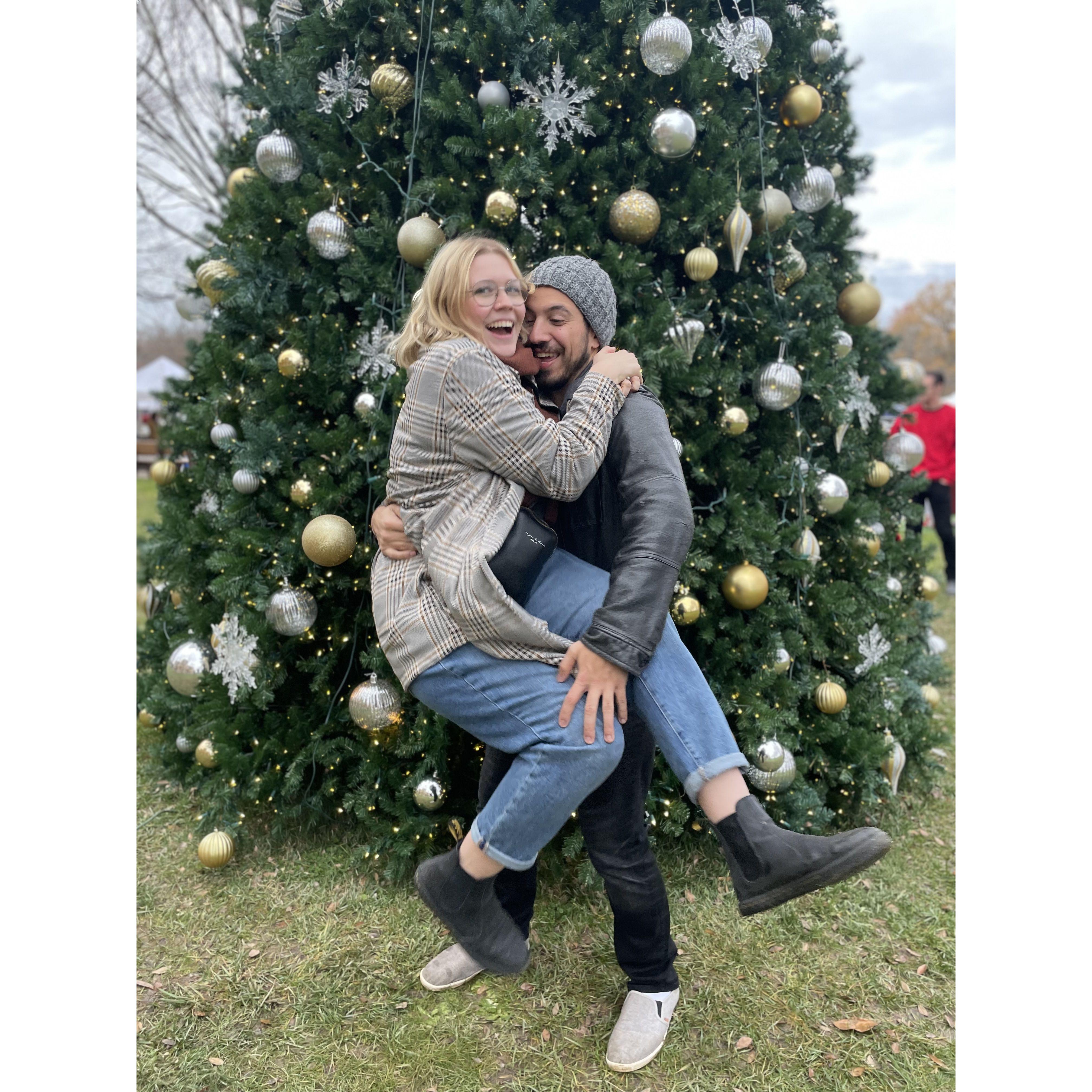 This is my favorite picture of us. I yelled "catch me!" and leapt in the air. This was the result.