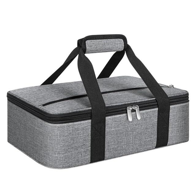 MIAOJIE Insulated Casserole Carrier, Portable Casserole Carrier for Hot or Cold Food Lunch Tote Warmer or Cooler Bag, Lasagna Lunch Bag for Potluck Parties- Fits 9" x 13" Baking Dish-Grey