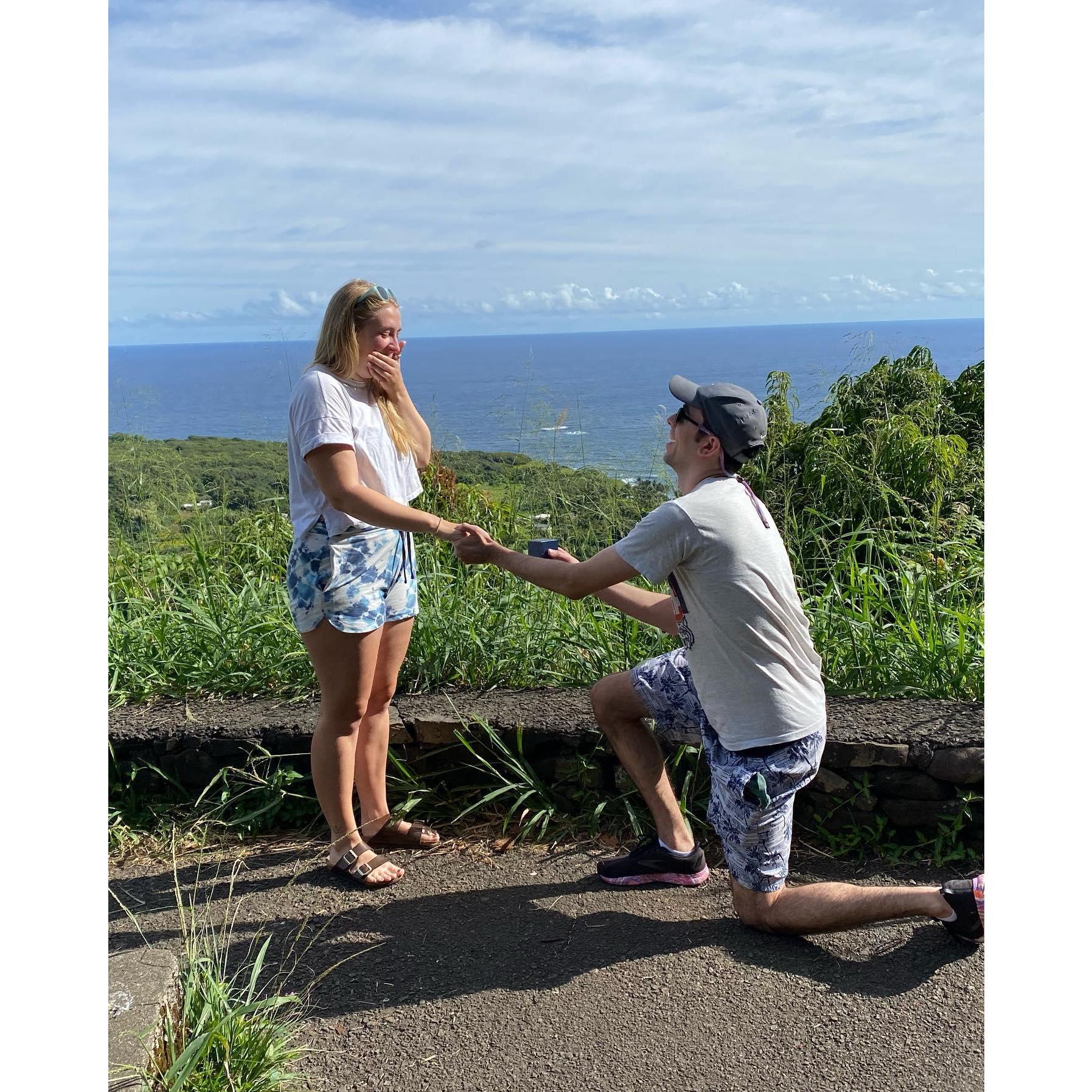 Engaged on the Road to Hana in Maui!