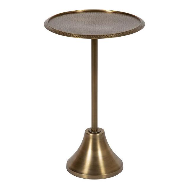 Kate and Laurel Sanzo Modern Round Pedestal Side Table; 15 x 15 x 24; Gold; Decorative End Table with Hammered Tabletop for Use as a Bedroom Nightstand or Living Room Accent