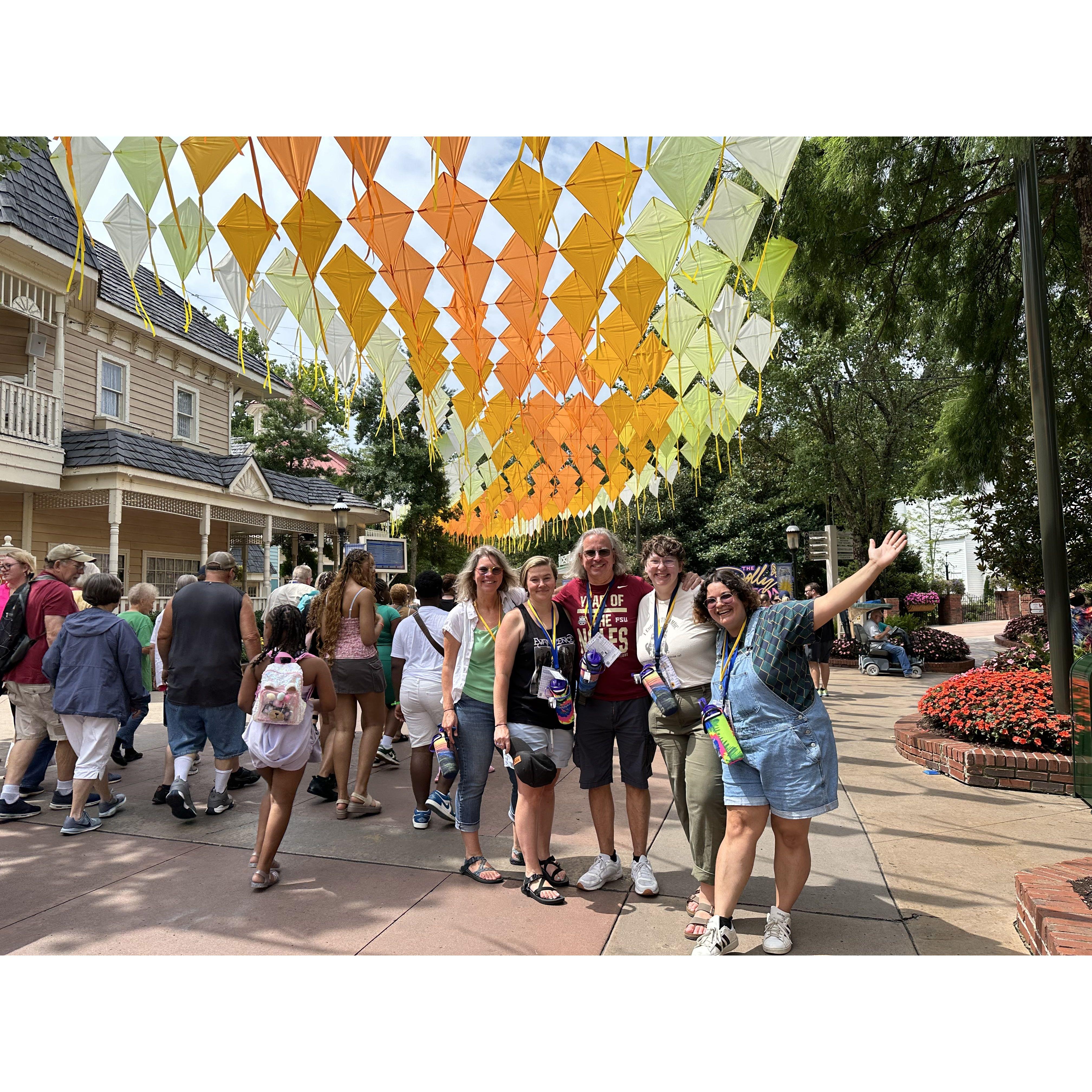 The entrance to Dollywood, ready for fun rides that are ~not~ rollercoasters for Ari's sake