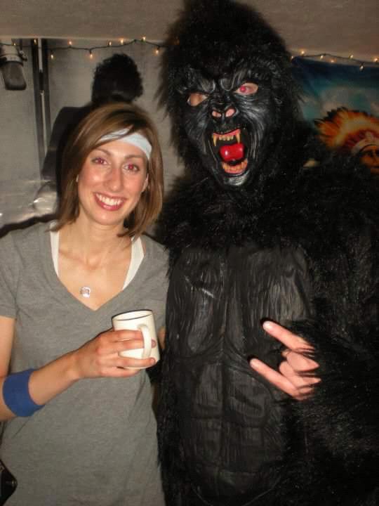 One night at Purdue, Kayleigh and Brendan (see man in gorilla suit) were at the same party.