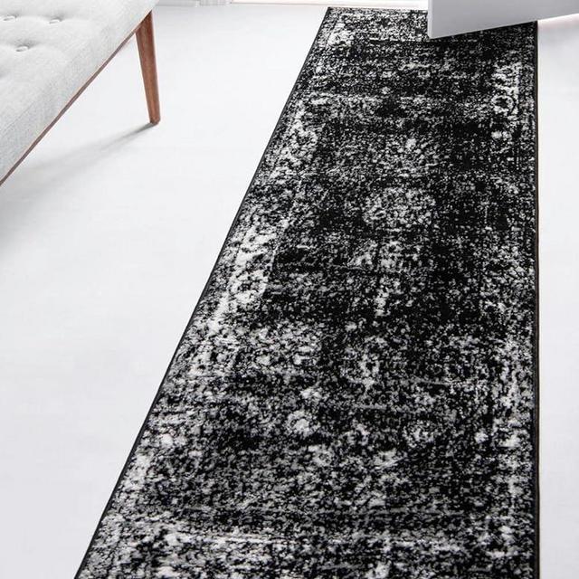 Unique Loom Sofia Collection Area Rug - Casino (2' x 8' Runner, Black/ Ivory)