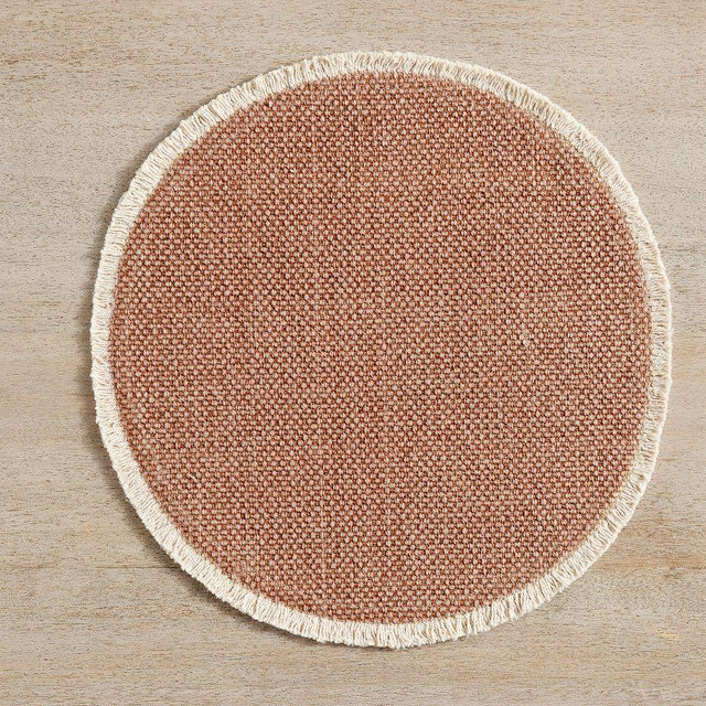 Mason Fringe Round Placemats, Set of 4 - Clay