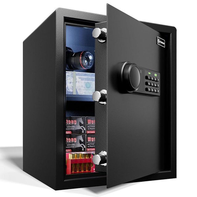 XDeer CS42E Lock Home Safe Box - (1.69 Cubic Feet) with Electronic Digital Keypad, Steel Construction for Money, Guns, Document Safe, and Personal Items - Secure Storage at Home or Office