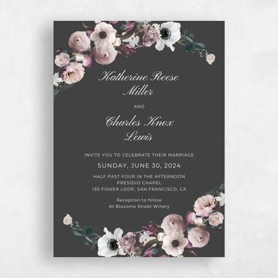 Charcoal, Grey Wedding Invitation - Napa Ring