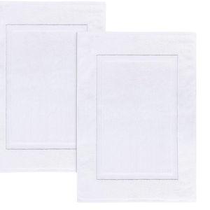Utopia Towels Cotton Banded Rug, Bath Mats, Not a Bathroom Rug, 21 by 34 Inches, 100% Ring Spun Cotton, Highly Absorbent Shower Bathroom Floor Mat, White, 2 Pack