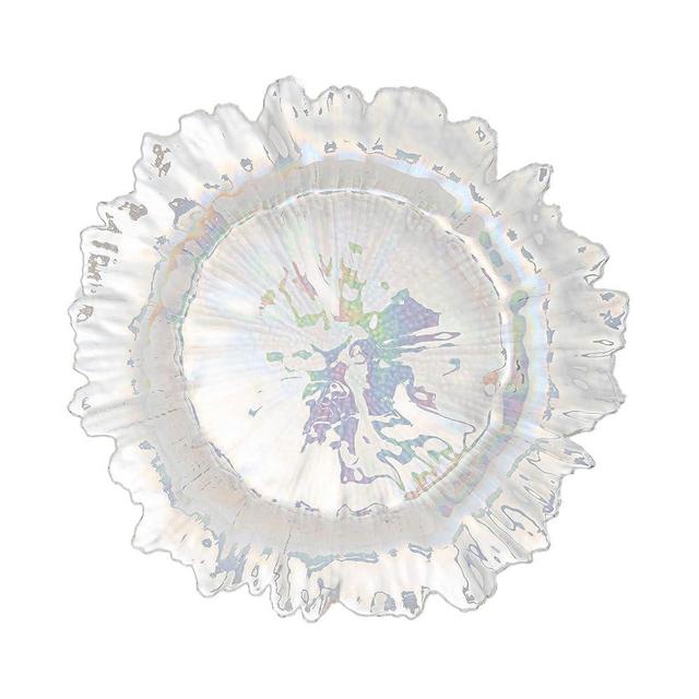 Simply Elegant Coral Reef Glass Charger Plate | Service Plate for Parties, Dinner, Weddings, Quinceaneras and Events | 13 inch Diameter | White Iridescent - Gloss Finish | Set of 8
