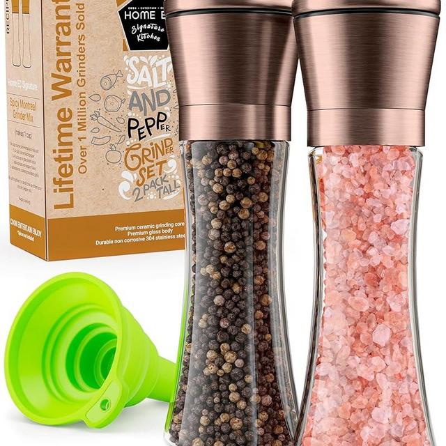 HOME EC Original Copper Salt and Pepper Grinder Set - Adjustable Copper Salt Grinder & Copper Pepper Grinder - Copper Salt and Pepper Shakers set - Copper Pepper Mill & Copper Salt Mill