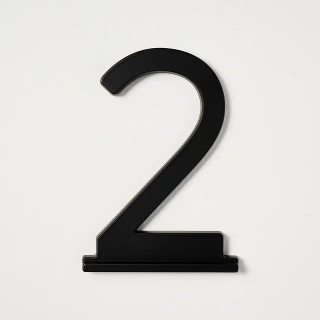 5" Metal House Number 2 Plaque Matte Black - Hearth & Hand™ with Magnolia: Aluminum Address Numbers, Powder-Coated Finish