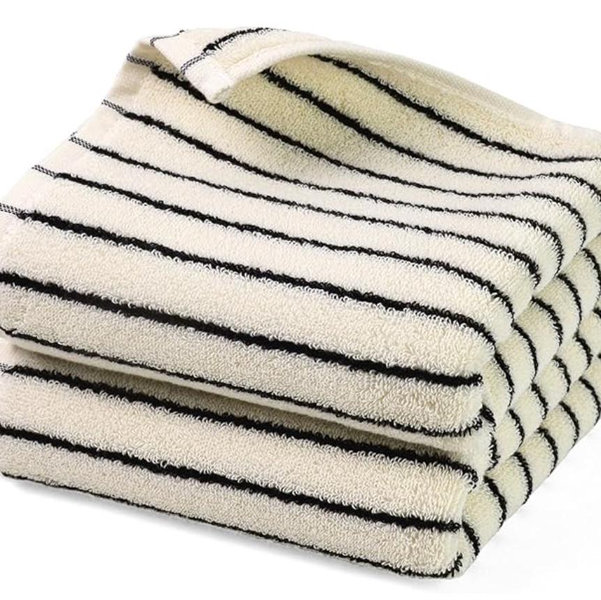 Jacquotha Black and White Striped Hand Towels for Bathroom, Vintage Kitchen Decor, Guest Use, Adults & Kids, Natural Cotton, 14” x 29”