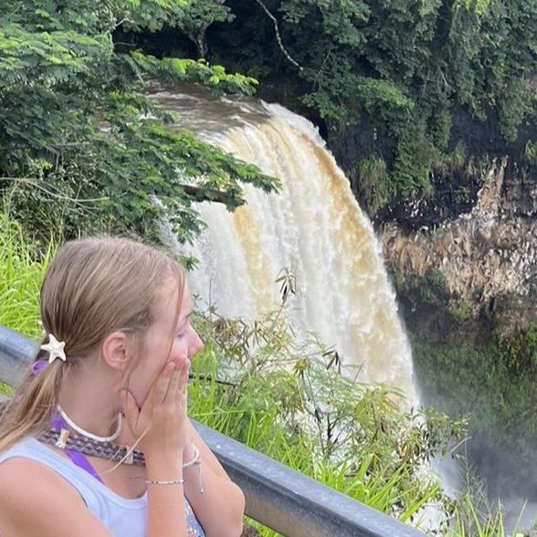 Here's Faith's reaction to -Wailua Falls, Kauai Hawaii!-