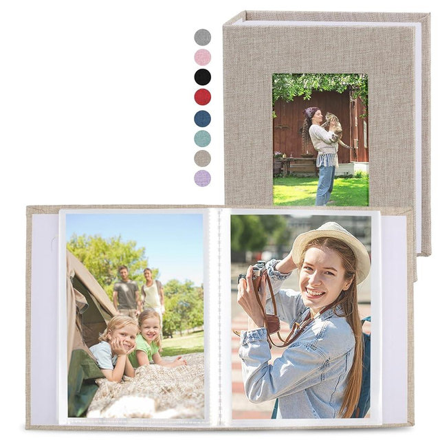 vivinin 2 Pack Photo Album 5x7, Linen Cover Photo Album, Small Photo Album Book for 36 Pockets Hold 72 Pictures, Picture Book for Photos Family Anniversaries Baby Vacations (Beige)