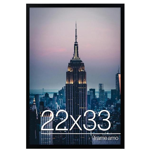 Frame Amo 22x33 Black Modern Picture or Poster Frame, 1 inch Wide Border, Smooth Wrap Finish, Acrylic Face