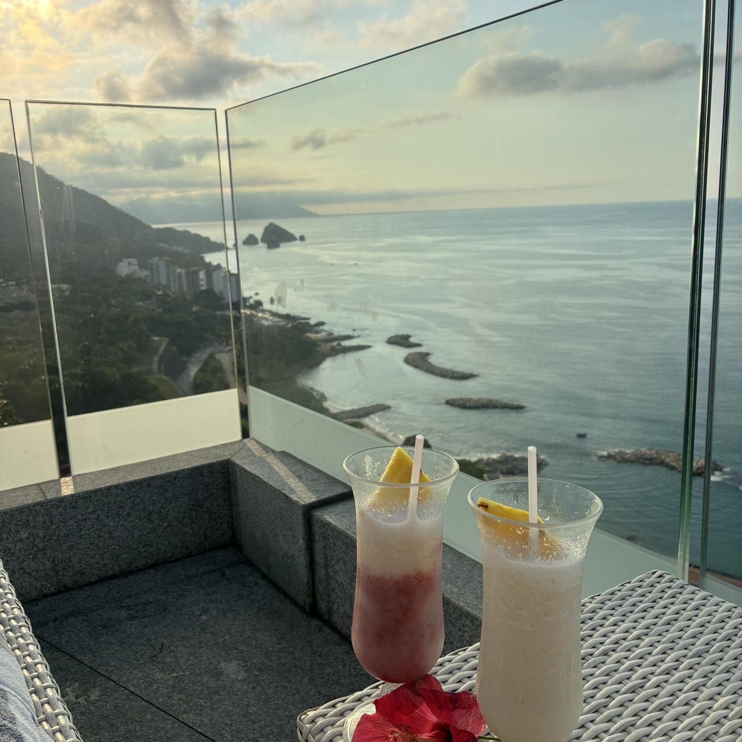Our amazing rooftop pool view from our most recent trip to Mousia in PV, December 2025