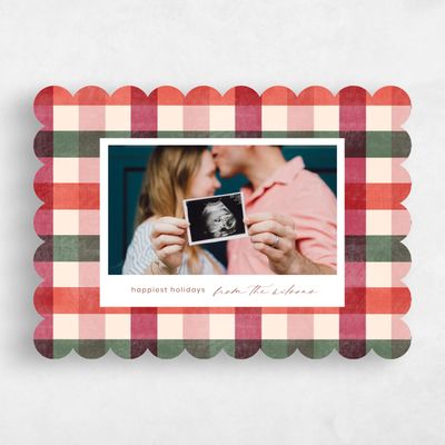 Pink Scalloped Holiday Card - Rowe Landscape