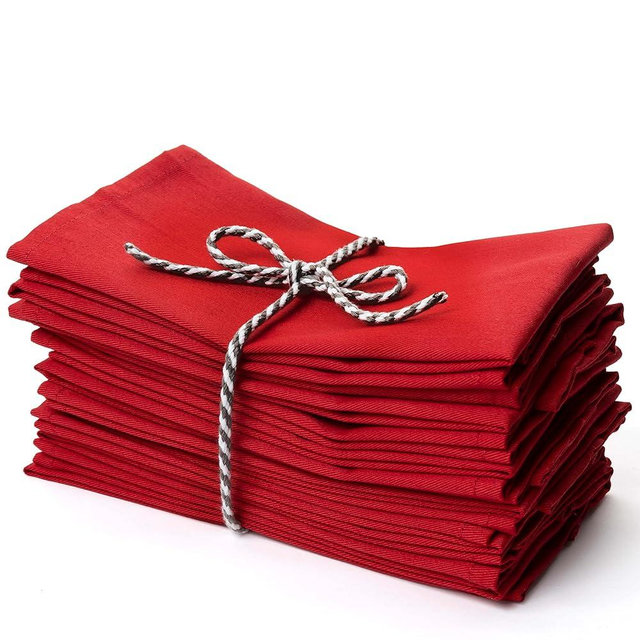 Christmas Red Cloth Dinner Napkins Kitchen Cloth Napkins 12 Pack 18X18 Inches Cotton Blend Soft Fabric with Hemmed Edges Washable Reusable Linen Napkins for Parties Setting Table Decor (Red) by PERLLI