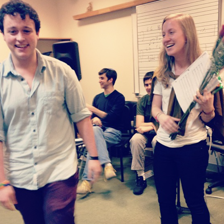 Max and Carly in musical theater rehearsal, the after-school club where they first met on December 18, 2011!
