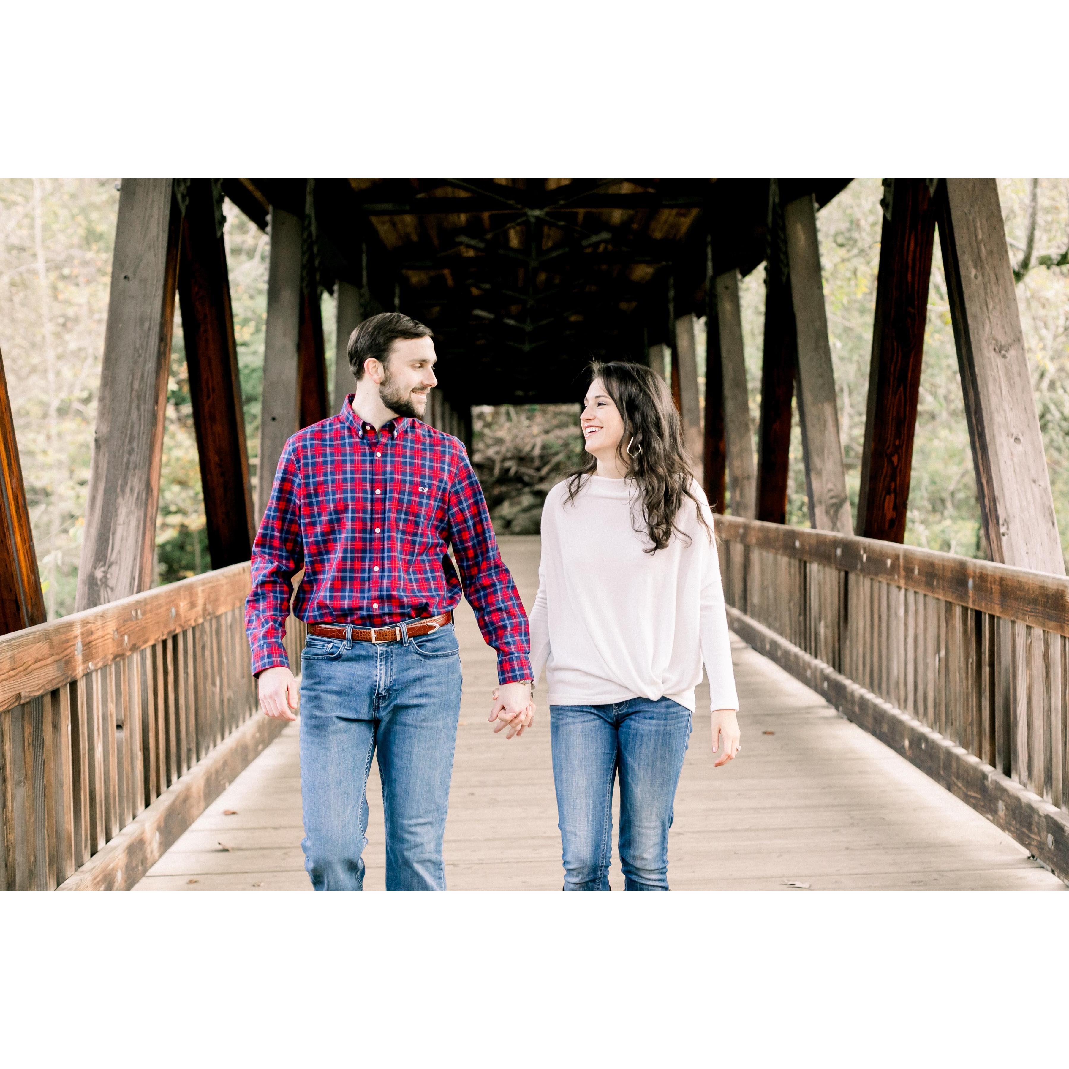 Engagement Photos in Rosewell Mill Park - Abby Byrd Photography
