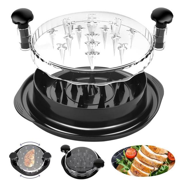 Chicken Shredder Pro, Chicken Shredder Tool Twist for Effortlessly Shredding Chicken and Vegetables, 10.8" Visible Meat Shredder with Transparent Lid, Ergonomic Handle, Non-Slip Base, BPA Free (Black)