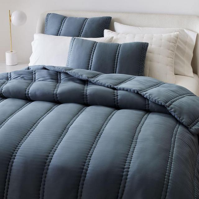 Tencel Plush Comforter, King, Stormy Blue