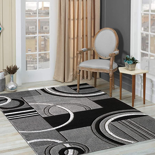 GLORY RUGS Area Rug Modern 5x7 Grey Soft Hand Carved Contemporary Floor Carpet with Premium Fluffy Texture for Indoor Living Dining Room and Bedroom Area