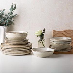 AmorArc Ceramic Dinnerware Sets,Handmade Reactive Glaze Stoneware Plates and Bowls Sets,Highly Scratch Resistant | Dishwasher & Microwave Safe Dishes Set,Service for 8 (24pc)