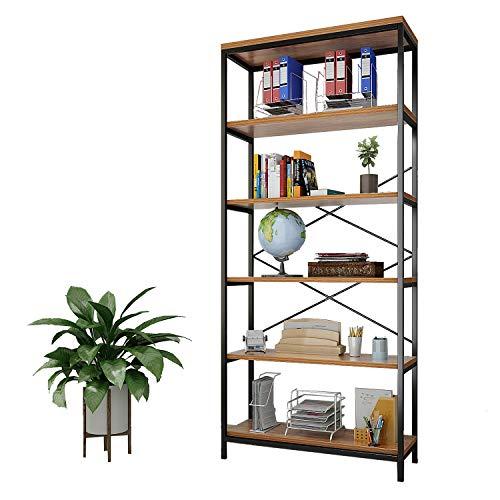 shaofu 5-Tier Industrial Style Bookshelf and Bookcase, Vintage 5-Shelf Industrial Bookshelf Furniture (US Stock) (2 Pack - 5 - Tiers)