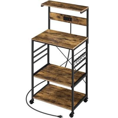 Yaheetech 4-Tier Kitchen Baker's Racks with 2 AC Outlets, Microwave Oven Stand With Wheels And Shelves