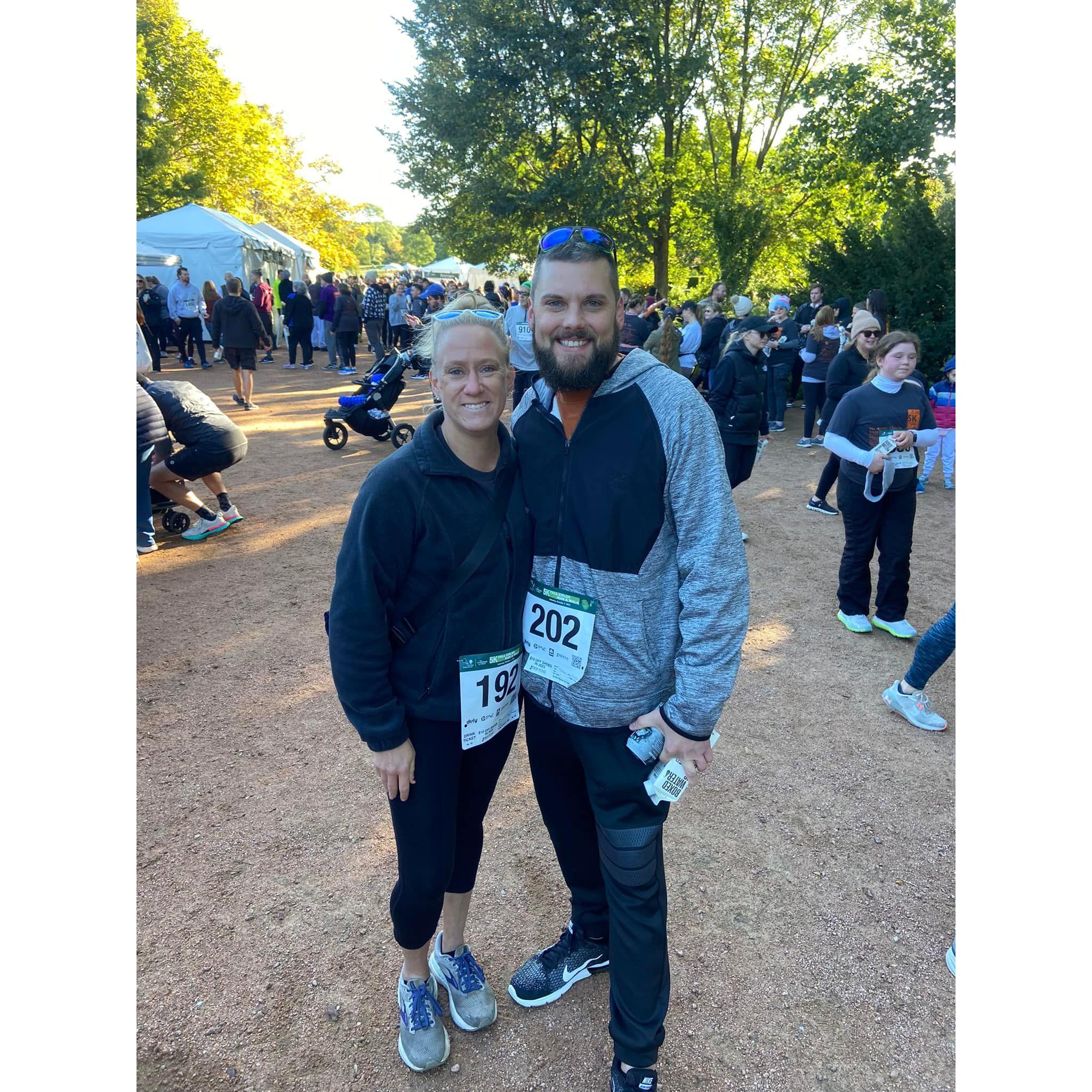 Morton Arboretum 5K with his friends from work
