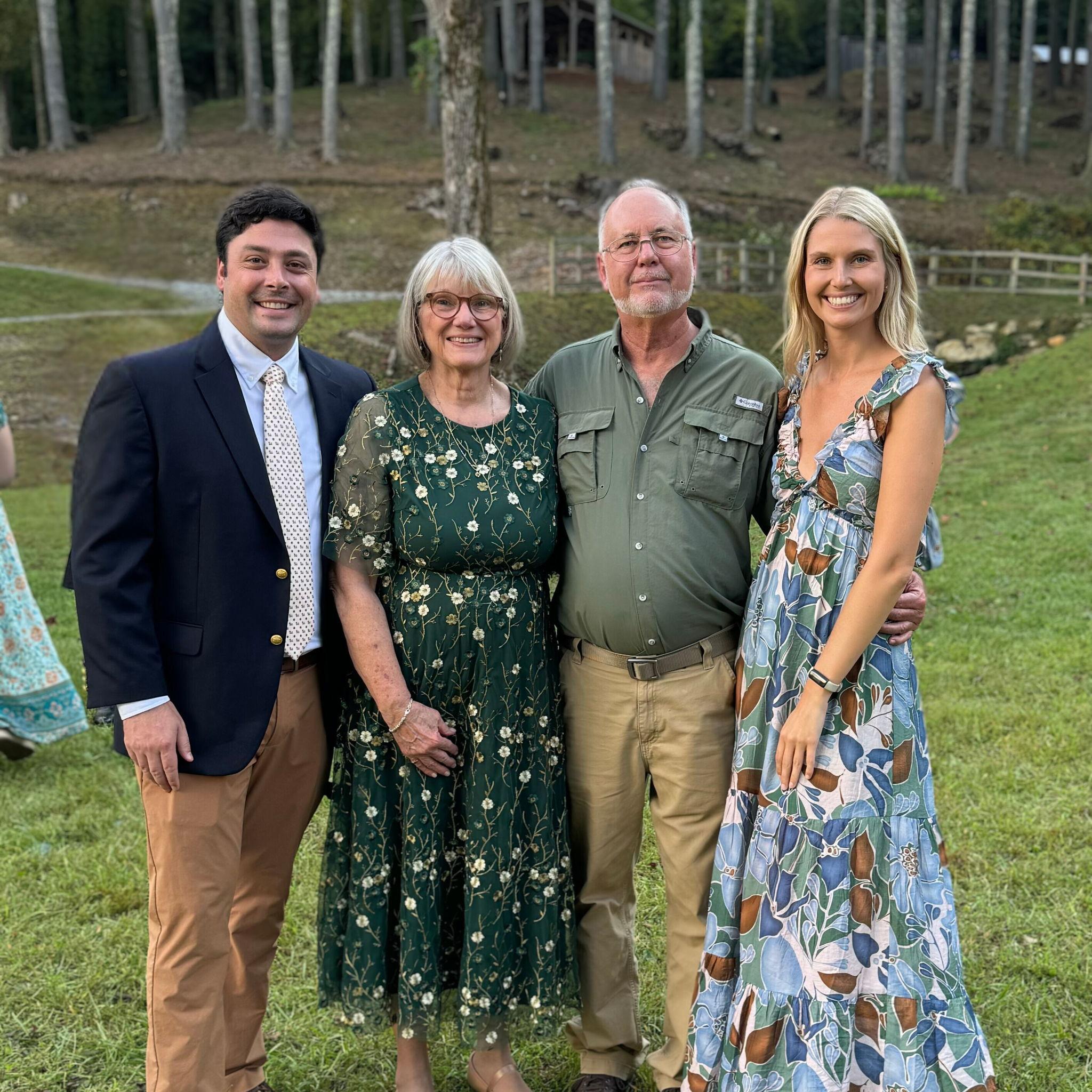 With Emily's parents, Fred and Susan, at Kyle and Jenny's wedding in Purlear, NC.