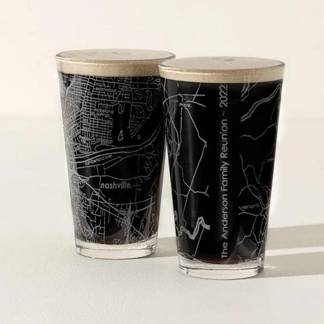 Personalized Hometown Map Glass Set