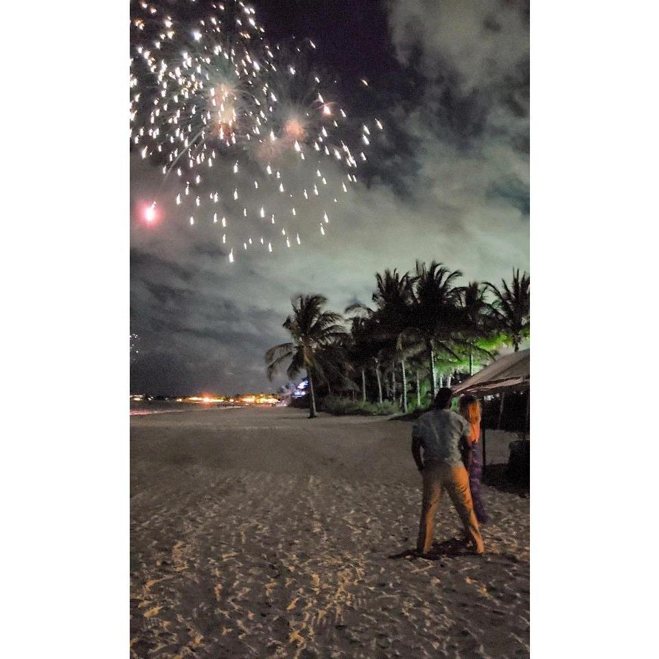 Stopped to watch the fire works on the beach!