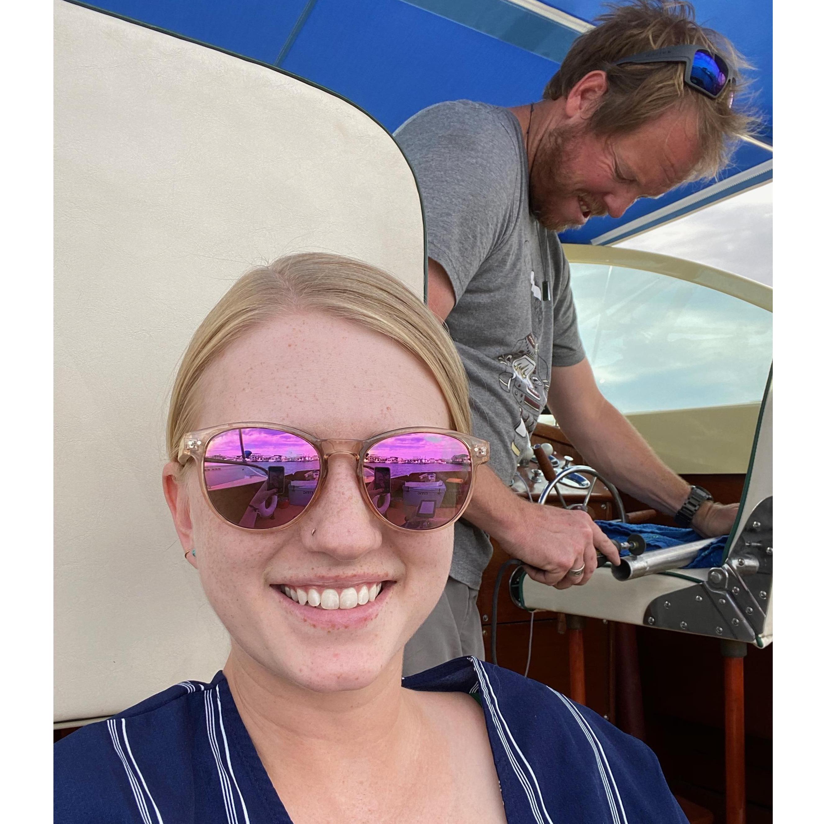 In June '18, James bought a boat that has become a huge part of our lives! We've had many amazing Lake Powell trips where Anna relaxes while James works on fixing our vintage 1959 wood Chris Craft ;)