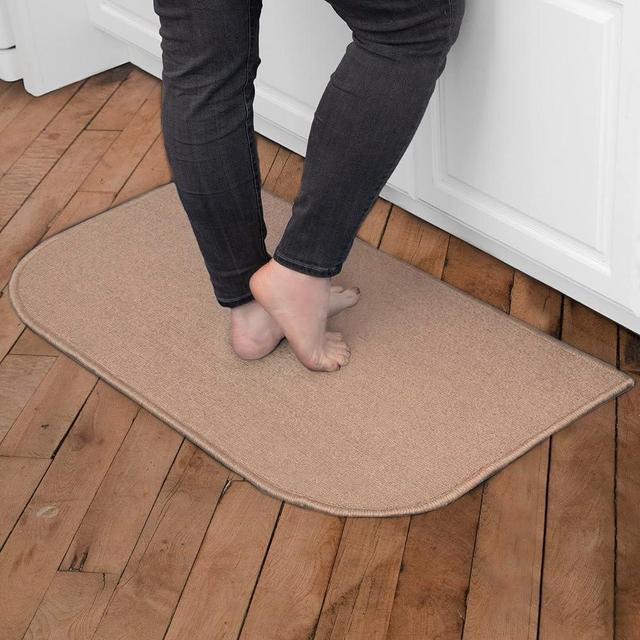 Ritz Solid Accent Rug: 18" x 30" Stain Resistant Kitchen or Living Room Floor Mat - Non-Slip Latex Backing, Machine Washable, Beige